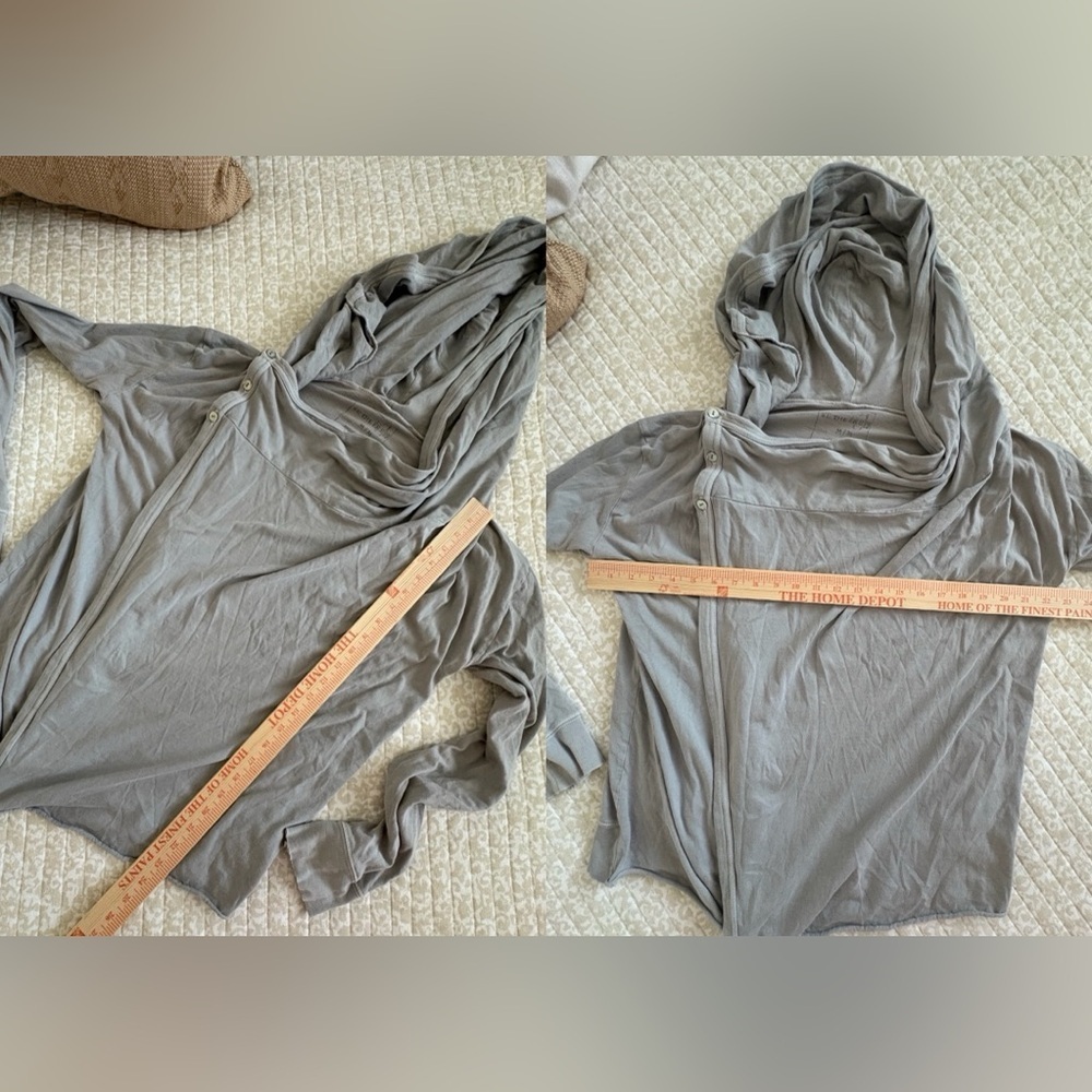 Free People Bond Cardigan Oversized Drape Wrap Hooded Sweater | Gray | Size M - Picture 13 of 15